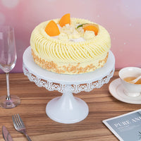 1 x RAW Customer Returns JUJOYBD Cake plate with base, diameter 25 cm, vintage cake stand, white metal cake plate, cake stand, cake stand for cakes, cakes, desserts, decoration for weddings, birthdays, Christmas - RRP €23.18