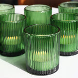 1 x RAW Customer Returns Vohocandle 12pcs Ribbed Glass Tealight Holders, Green Ribbed Votive Candle Holders for Wedding Party Table Centerpieces, Glass Tealight Holders as Birthday Gift - RRP €23.18