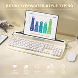 1 x RAW Customer Returns YUNZII ACTTO B503 Retro Bluetooth Wireless Keyboard with Built-in Typewriter Stand B503, Ivory Butter  - RRP €63.99