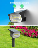 1 x RAW Customer Returns Solar Spotlights For Outdoors, 48LEDs Solar Garden Light, 2-in-1 Solar Landscape Lighting IP67 Waterproof Adjustable Wall Light 3 Brightness Levels for Pathway Yard Garden, 2 Pack, Cold White - RRP €24.58