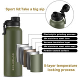 1 x RAW Customer Returns SOLARLAB Drinking Bottle Stainless Steel - Thermos Flask Thermos Flask 1L for Hot and Cold Drinks, for Outdoor and Sports Green, 1.2L  - RRP €34.0