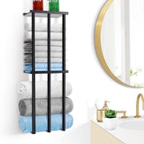 6 x Brand New Lechansen Black Towel Rack - Wall Shelf for Bathroom - Guest Towel Holder - 80cm - Small Large Towel Shelf - RRP €201.6