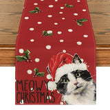 51 x Brand New Artoid Fashion Cat Mistletoe Swab Meowy Christmas Table Runner, Seasonal Winter Kitchen Table Decoration Indoor Holiday Party Decor 40x180 cm - RRP €662.49