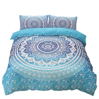 1 x RAW Customer Returns Menkala bed linen 135x200 blue white mandala boho style vintage flower pattern reversible bed linen 2-piece retro floral bohemian motif 3D microfiber duvet cover zipper and pillowcase 80x80 cm - RRP €33.26