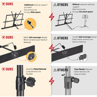 1 x RAW Customer Returns CAHAYA 2 in 1 Dual Use Foldable Music Stand Desktop Book Stand Higher Version Lightweight Portable Adjustable with Carrying Bag, Metal Music Stand with Music Clip Holder CY0305 - RRP €25.93