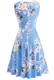 1 x RAW Customer Returns HOMEYEE Women s Vintage Round Neck Sleeveless Floral Embroidered Knee Length Cocktail Dress A079 XXL, Light Blue  - RRP €40.99