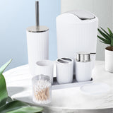 1 x RAW Customer Returns FEILANDUO Bathroom Accessories Set Complete, 8 Piece Bathroom Accessories Set with Trash can, Soap dispenser, Soap dish, Toothbrush holder, Toothbrush cup, Toilet brush and Qtip holder, Vanity table - RRP €29.5