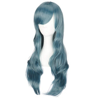 1 x RAW Customer Returns Colorful Panda 28 Inch 70 cm Long Wavy Cosplay Wig for Women, Full Hair with Bangs Long Curly Synthetic Wig for Girls, Anime Cosplay Halloween Costume Party Wig Ash Blue  - RRP €16.99