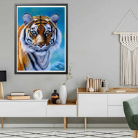 1 x Brand New Sugamm 5D Diamond Painting Kit Tiger Round Full Drill Set, DIY Diamond Painting Pictures Animal Crystal Embroidery Cross Stitch Home Bedroom Office Wall Decoration 30x40 cm A - RRP €20.4