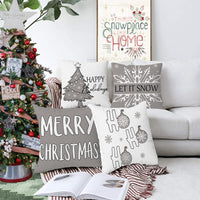 1 x RAW Customer Returns Hangood 4 pieces cushion cover Christmas decoration cushion cover decorative throw pillows sofa cushion cover for sofa bedroom grey white tree snowflake snowman 50 x 50 - RRP €19.15