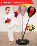 1 x RAW Customer Returns JUOIFIP Punching Bag for Children, Height Adjustable, Freestanding Punching Ball for Children - Punching Bag with Boxing Gloves, Punching Ball and Pump for Boys and Girls under 12 Years - RRP €35.69