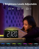 1 x RAW Customer Returns Alarm clock with vibration, loud, for deep sleepers hearing impaired deaf, 12 24 H, 7 ear night light, 7 large LED display, dimmer, large snooze button, 2 USB chargers, battery backup - RRP €24.99