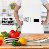 2 x RAW Customer Returns 4 Pieces Apron, Waterproof Apron with 2 Pockets, Adjustable Kitchen Apron, Apron for Men and Women Suitable for Barbecue Restaurant Cafe White  - RRP €40.48