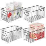 1 x RAW Customer Returns mDesign set of 4 metal kitchen baskets flexible storage basket for the kitchen, pantry etc. compact and universal wire basket with handles grey - RRP €41.99