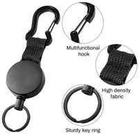 1 x Brand New Extendable key ring, 2 pieces of lanyard, retractable ID card with 65 cm extendable steel cable, carabiner hook, key ring for keys, belt clip and card holder - RRP €12.1