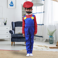 1 x RAW Customer Returns Alaiyaky Mario and Luigi Costume for Adults Children, Mario Costume Super Plumber Jumpsuit, Mario Bros Cosplay Outfit with Hat Beard Gloves, Mario Outfit for Halloween Carnival Boys Mario, XL  - RRP €17.89