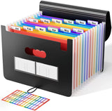 1 x RAW Customer Returns Document folder A4 with lid, ABClife expanding folder sorting folder colorful file folder rainbow file folder accordion design A4 size large capacity waterproof material 12 compartments with lid  - RRP €15.95