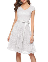 1 x RAW Customer Returns Berylove Short Floral Lace Bridesmaid Dress Cocktail Party BLP7006 White L - RRP €43.25