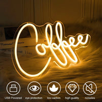 1 x RAW Customer Returns Gaoxun Coffee neon sign, warm white LED neon light for wall decoration, 40.5x30 cm neon signs, illuminated sign with USB powered, LED sign gift for coffee house, bar, restaurant, room decoration - RRP €32.24