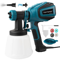 1 x RAW Customer Returns Paint Spray System, 700W 1200 ML HVLP Electric Paint Spray Gun, 4 Nozzles and 3 Patterns Paint Sprayer, for Indoor and Outdoor Use - RRP €63.92