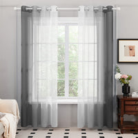 1 x RAW Customer Returns Deconovo transparent voile curtains with eyelets, 225 x 140 cm height x width , dark grey, set of 2 - RRP €27.22