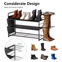 1 x RAW Customer Returns CLESOO Metal Shoe Rack 3 Levels Space Saving Shoe Storage Shoe Cabinet with Storage Bag Boot Holder, Shoe Organizer for 9-14 Pairs, Stackable Shoe Rack for Hallway Cloakroom Entrance Area - RRP €34.4