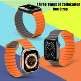 1 x RAW Customer Returns HITZEE Compatible with Apple Watch Strap 49mm 45mm 44mm 42mm 41mm 40mm 38mm, Double-Sided Silicone Magnetic Band Compatible for Apple Watch Ultra 2 Series 9 8 7 SE 6 5 4 44 45 49, Gray Orange  - RRP €22.59