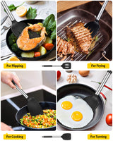 1 x RAW Customer Returns Silicone Spatula Heavy Duty Non-Stick Slotted Heat Resistant BPA Free Ideal Cookware for Fish Eggs Pancakes Black Pack of 2 - RRP €15.12