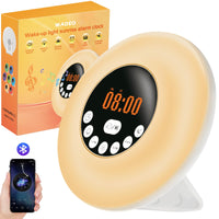 1 x RAW Customer Returns WADEO daylight alarm clock, sunrise sunset simulation alarm clock with 7-color light and FM radio, wake up light alarm clock with 12 nature sounds, touch control and snooze function - RRP €38.4