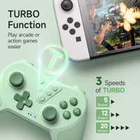 1 x RAW Customer Returns EasySMX Controller for Nintendo Switch, Bluetooth Wireless Switch Controller, Controller Switch with 6-Axis Motion, Wake-Up, Adjustable Turbo Dual Vibration Function-Green - RRP €20.16