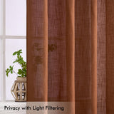 1 x RAW Customer Returns MIULEE Curtains Bedroom Curtain Coffee Brown Curtain Living Room Linen Look Curtains with Eyelets Window Semi-Transparent Curtain Modern Interior Balcony Door Kitchen Curtains 140 x 215 cm - RRP €33.06