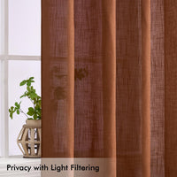 1 x RAW Customer Returns MIULEE Curtains Bedroom Curtain Coffee Brown Curtain Living Room Linen Look Curtains with Eyelets Window Semi-Transparent Curtain Modern Interior Balcony Door Kitchen Curtains 140 x 225 cm - RRP €35.59