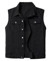 1 x RAW Customer Returns KTWOLEN Men s Denim Vest Vintage Jeans Vest Outdoor Biker Vest Leisure Sleeveless Jacket Motorcycle Vest Trucker Vest Denim Vest for Men, Black, XL - RRP €40.99