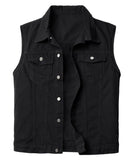 1 x RAW Customer Returns KTWOLEN Men s Denim Vest Vintage Jeans Vest Outdoor Biker Vest Leisure Sleeveless Jacket Motorcycle Vest Trucker Vest Denim Vest for Men, Black, 3XL - RRP €39.99