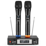 1 x RAW Customer Returns ALPOWL WXM Wireless Microphone, Dual Professional UHF Cordless Karaoke Microphone Set with Fixed Receiver for Home Karaoke, Meeting, Party 200ft Black  - RRP €55.45