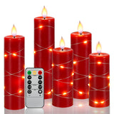 1 x Brand New Fanzir LED candles fairy lights with built-in fairy lights LED candles with remote control and timer, battery operated candles 13cm 14cm 16cm 18cm 20cm red 5 candles - RRP €39.31