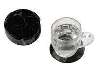 2 x RAW Customer Returns Homcomodar Coasters Black PU Leather Round Coasters Marble Pattern Set of 6 for Glasses - RRP €29.8