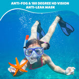 1 x RAW Customer Returns Snorkel set for teenagers and children with fins, 180 panoramic wide-view diving goggles for children, adjustable fins, high-quality diving mask and dry top snorkel, with carrying bag - RRP €30.24