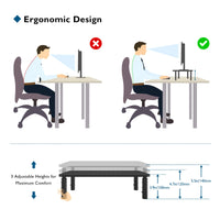 2 x RAW Customer Returns BONTEC Monitor Stand Height Adjustable Screen Stand Monitor Raiser Ergonomic High Quality Metal Stand for Laptop, Computer, iMac, PC, Printer up to 20 kg, Black - RRP €25.18