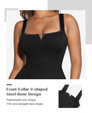 1 x RAW Customer Returns FeelinGirl Body Women s Shapewear Tummy Control Summer Fashion Square Neckline with V-Opening Going Out Tank Tops Shaper Bodysuit Black L - RRP €43.79