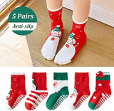 3 x Brand New WJOWWL 5 pairs of baby socks Christmas socks, Christmas socks, anti-slip socks children s winter socks children s anti-slip socks baby crawling socks baby ABS socks children s warm Christmas socks B  - RRP €30.21