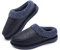 2 x Brand New COFACE Blue Slippers Men s Winter Warm Plush Wool Lined Slippers Men Comfort Memory Foam Moccasin Hut Shoes with Non-Slip Rubber Sole Indoor and Outdoor Size 44.5EU - RRP €51.76