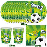 1 x Brand New HGSHUO Football Party Tableware Children s Birthday Decoration Football Birthday Party Tableware Paper Plates Cups Napkins Trophy Football Birthday Party Table Decoration Set 10 People - RRP €17.14