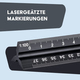 1 x RAW Customer Returns WINTEX Professional Scalemeter - 30 cm - Aluminum Triangular Metric Ruler for Architects or Engineers - 1 20, 1 50, 1 75, 1 100, 1 125 - Includes Bag - RRP €15.99