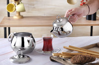 1 x RAW Customer Returns DESTALYA Turkish Teapot Set, Stainless Steel Double Teapots for Stove Top Tea Maker with Handle Samovar Style Self-Heating Tea Kettle Water Warmer, Caydanlik Takimi Mini Metal  - RRP €42.99