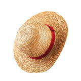 1 x RAW Customer Returns Wawogic One Piece Monkey D. Luffy Cosplay Hat, Flat Hats Japanese Cartoon Props Straw Hat Visor Child Red Stripe Beach - RRP €14.7