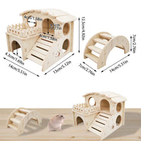 1 x Brand New Hamster Toy Accessories Hamster Playground Dwarf Hamster Accessories House Wooden Hamster House Hamster Wooden Hamster House Hamster Accessories for the Cage for Dwarf Hamsters, Gerbils, Spiny Mice Pack of 2  - RRP €20.4