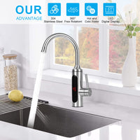 1 x RAW Customer Returns Electric Faucet with Instantaneous Water Heater 230V,CEIEVER Electric Heating Faucet LCD Temperature Display 360 Mixing Rotation Kitchen Faucet with Instant Water Heater for Kitchen - RRP €55.99