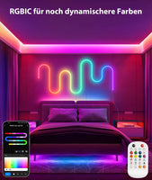 1 x RAW Customer Returns Lamomo RGBIC LED Neon Strip Light Warm White Rainbow Effect App Remote Control Music Sync Waterproof Flexible Home Bedroom Wall Decor - RRP €25.49