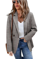 1 x RAW Customer Returns CZIMOO Women s Blazer Office Suits Jackets Open Front Cardigan Elegant Lapel Outwear with Long Sleeve Brown L - RRP €52.43